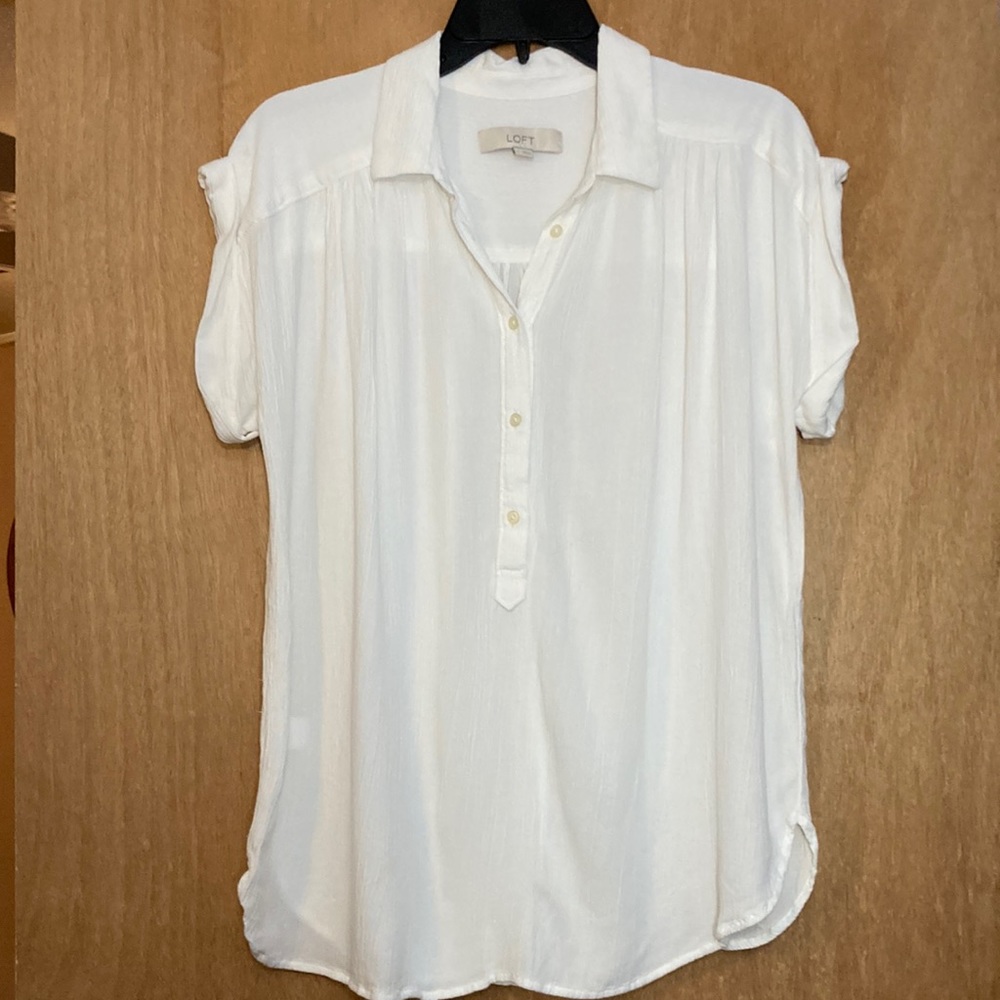 Loft White Linen Blouse